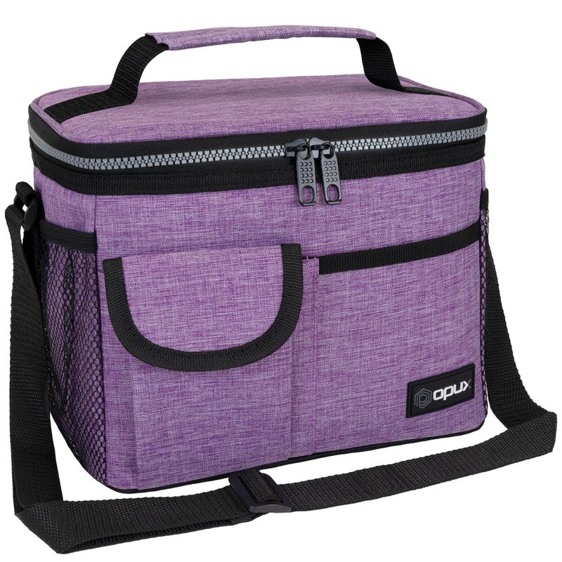 opux Insulated Lunch Bag for Men Women, Leakproof Heather Purple Lunch Box for Work, Portable Soft Lunch Cooler Bag with Shoulder Strap, Adult Lunchbox Lunch Pail for Kid Boy Girl School, 14 Can/8L - Image 1
